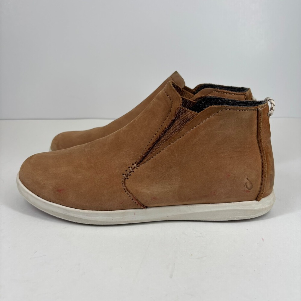OluKai Women's Tan Suede Slip-On Winter Boots - Picture 10 of 16